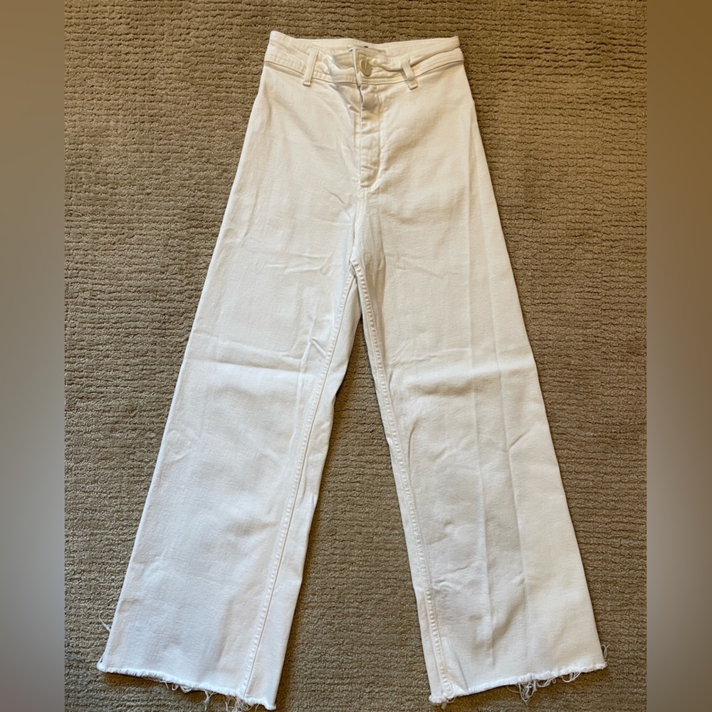 Zara High Waisted Flare Jeans - White